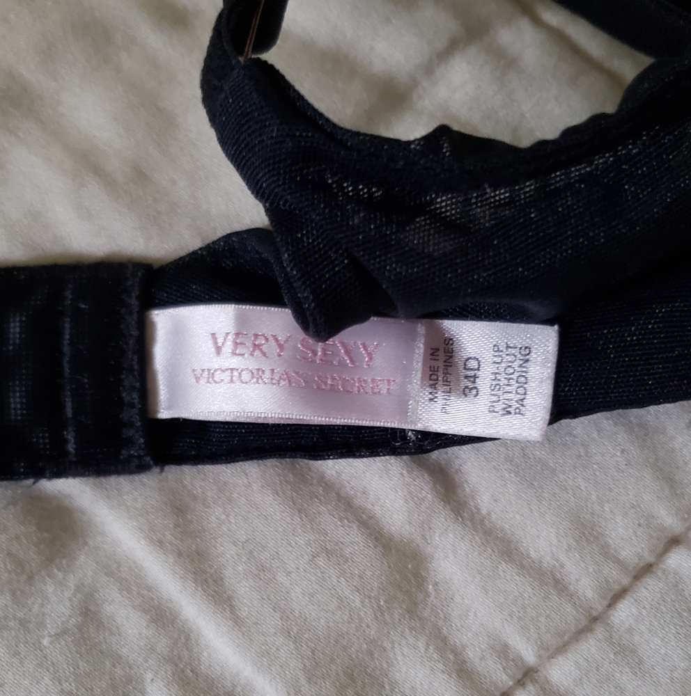 Victoria's Secret Black Lace Sheer Mesh Bra Size 34d - Picture 7 of 7